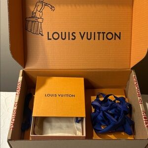 Louis Vuitton Orange Box Set with Blue Ribbon